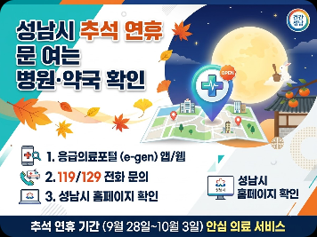 성남 추석 연휴 진료 병원 확인 방법
