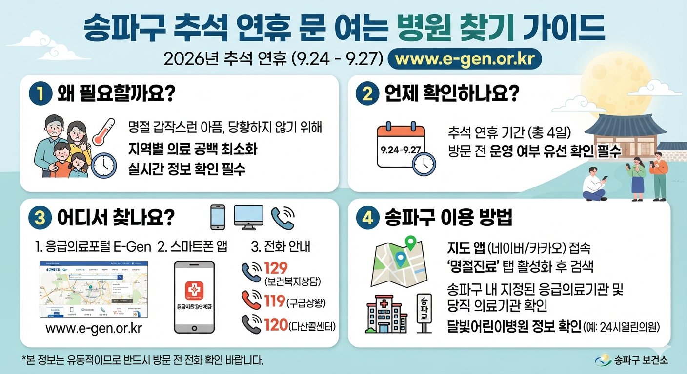 서울 송파구 추석 문 여는 병원 찾기