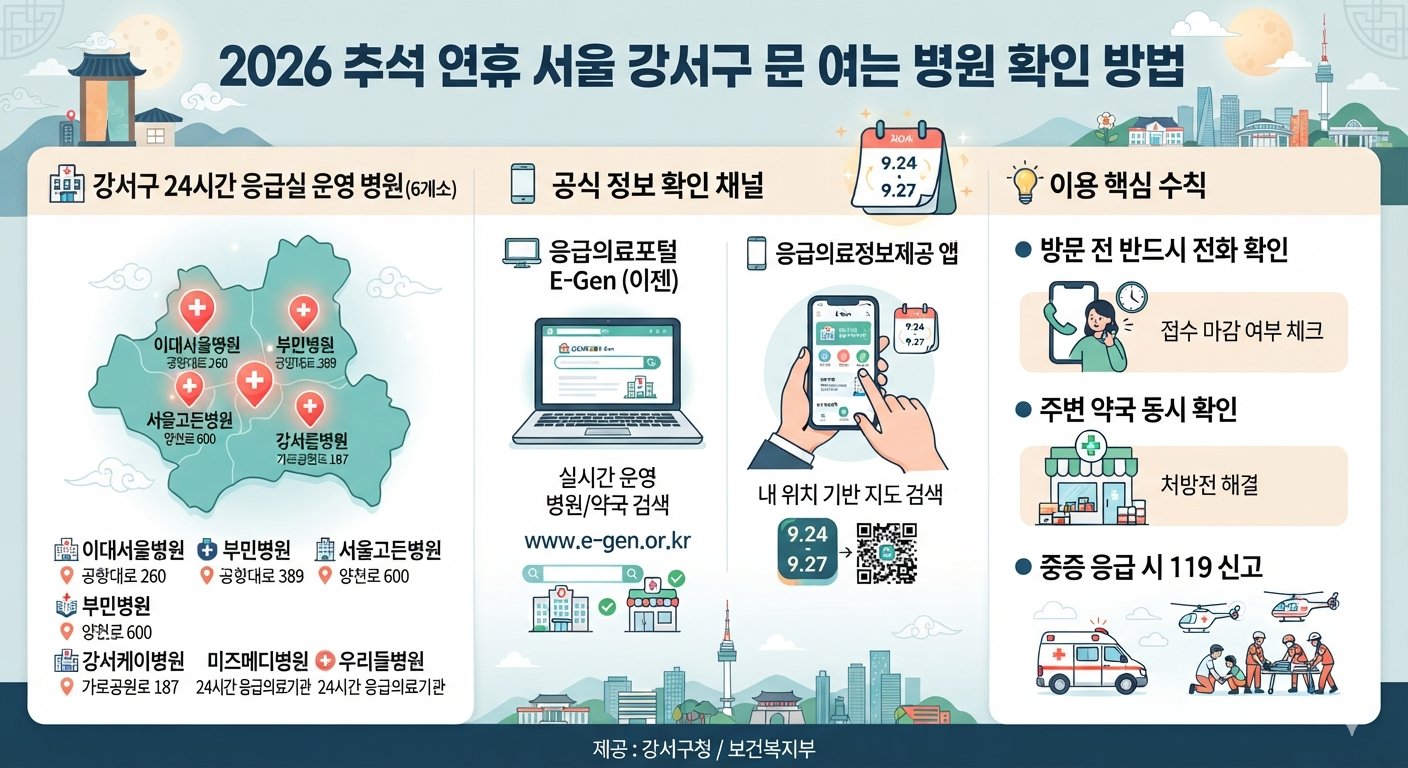 서울 강서구 추석 당일 병원 어디서 확인?