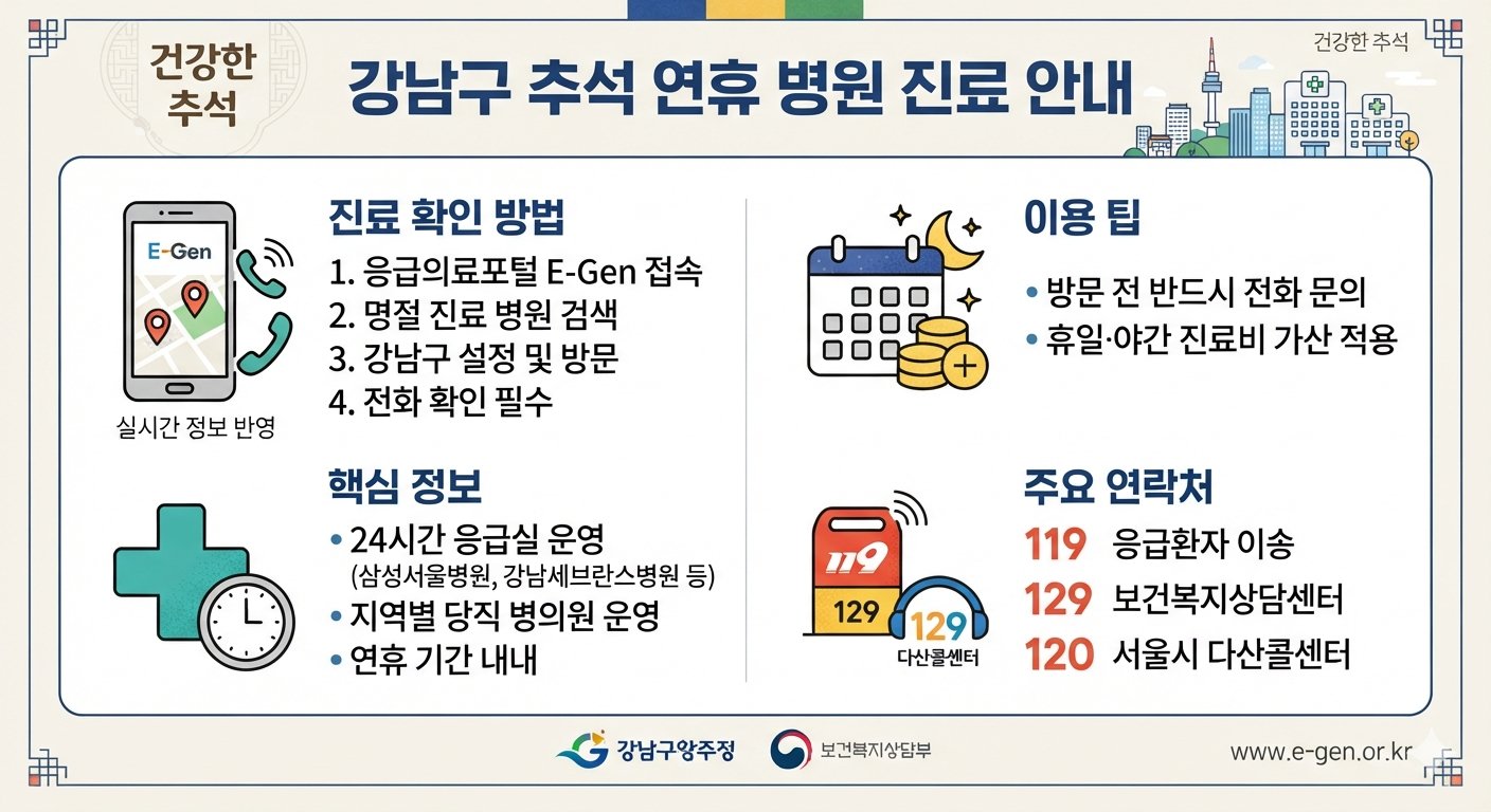 서울 강남구 추석 연휴 병원 진료시간 확인