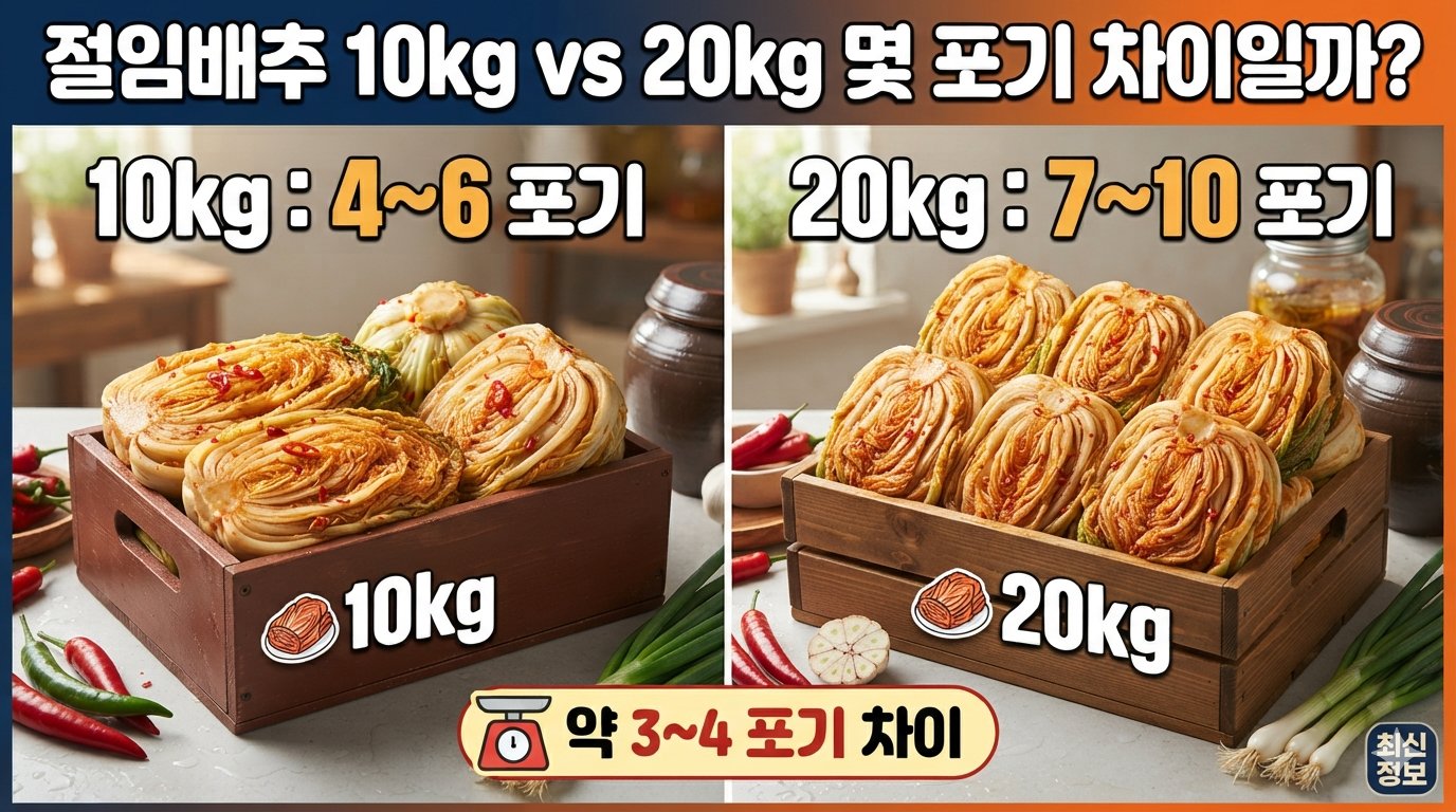 절임배추 10kg과 20kg은 몇 포기 차이일까?