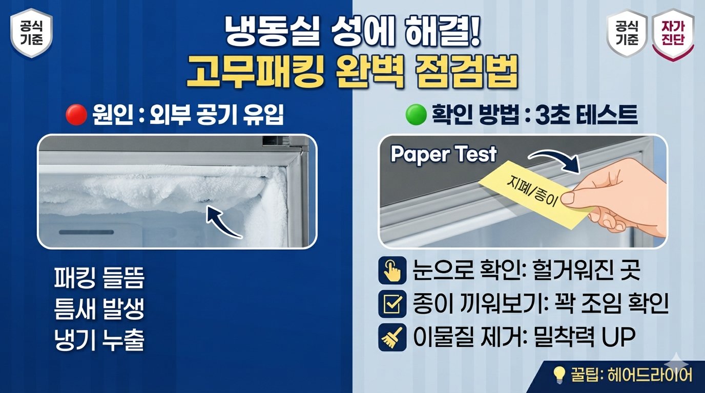 냉동실 문 주변에 성에가 몰려 생길 때 패킹 확인방법