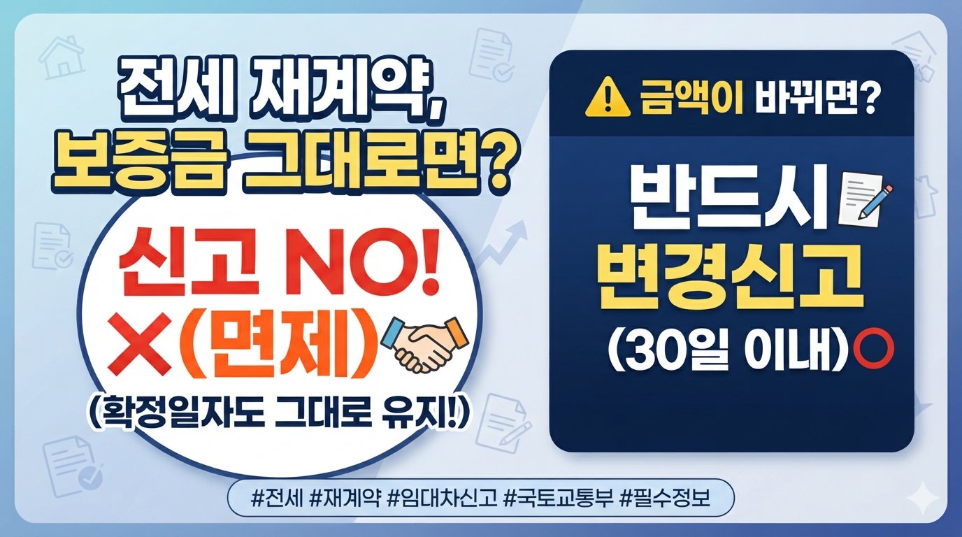전세 재계약인데 보증금이 그대로면 신고를 다시 해야 할까요
